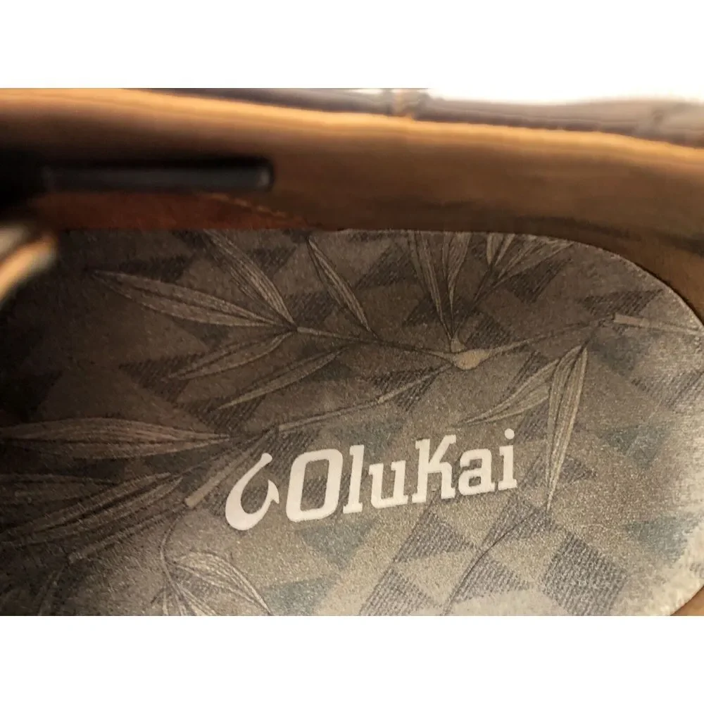 Olukai Lae'ahi Li 'Ili Lace Up Leather Sneakers Mens Dark Brown Patina Size 8.5